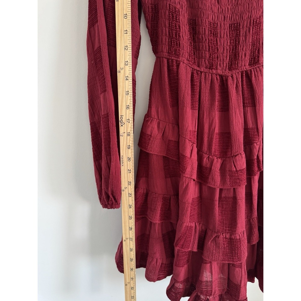 Altar'd State Dress Womens Burgundy Lined Long Sleeve S - Picture 7 of 10